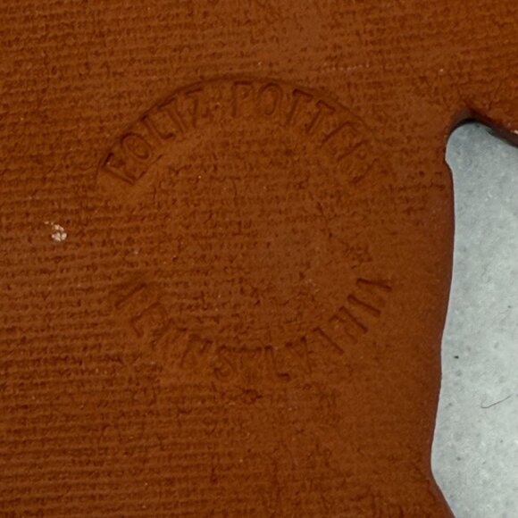 Ned Foltz Pottery Redware Gingerbread Man Ornament Brown Yellow Glaze Christmas - Picture 3 of 5